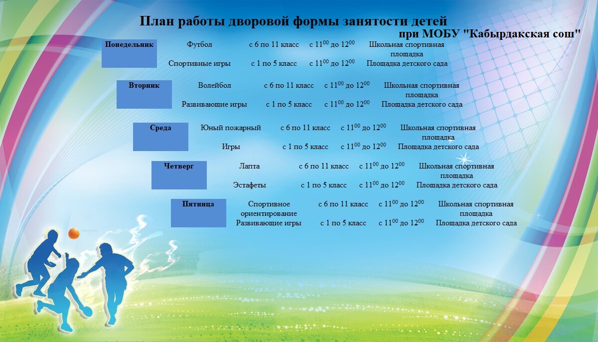 План работы дворовой площадки на летний период